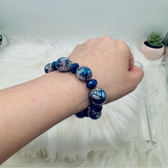 Large Statement Glass Beaded Bracelets Style A - Picture 3 of 5